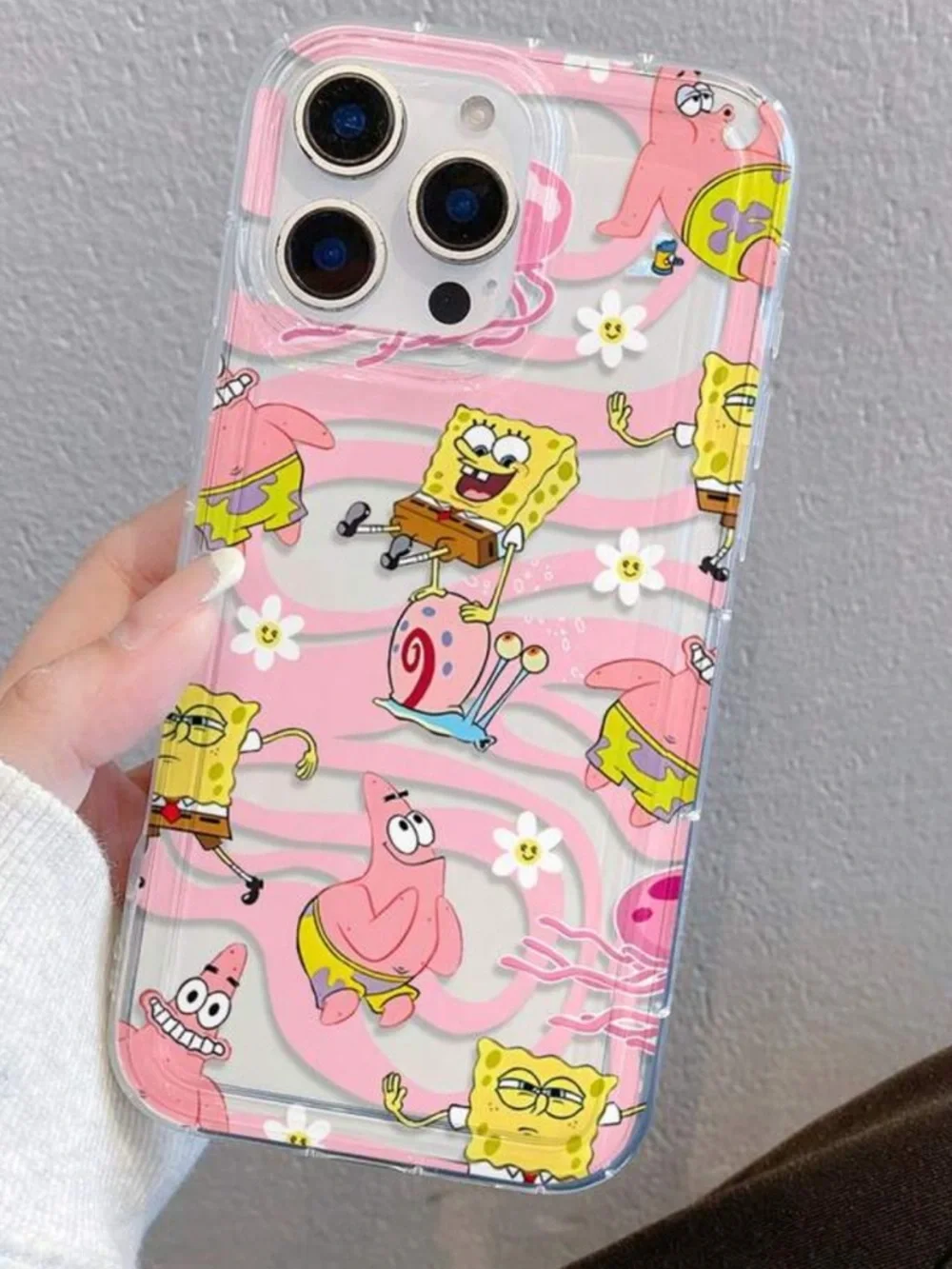 iPhone XS Max SpongeBob & Patrick Pink Clear Phone Case
